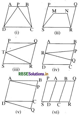RBSE Solutions for Class 9 Maths Chapter 9 समान्तर चतुर्भुज और त्रिभुजों के क्षेत्रफल Ex 9.1 1