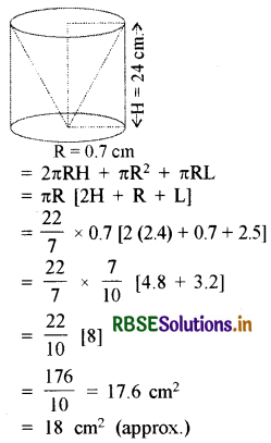 RBSE Solutions for Class 10 Maths Chapter 13 Surface Areas and Volumes Ex 13.1 Q8