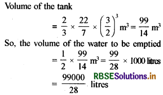 RBSE Class 10 Maths Important Questions Chapter 13 Surface Areas and Volumes SAQ Q3