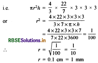 RBSE Class 10 Maths Important Questions Chapter 13 Surface Areas and Volumes SAQ Q6