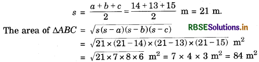 RBSE Class 9 Maths Important Questions Chapter 12 Heron’s Formula 10 