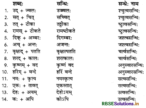 RBSE Class 10 Sanskrit व्याकरणम् सन्धिकार्यम् 13