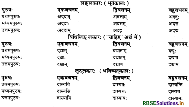 RBSE Class 10 Sanskrit व्याकरणम् धातुरूपाणि 12