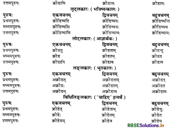 RBSE Class 10 Sanskrit व्याकरणम् धातुरूपाणि 19