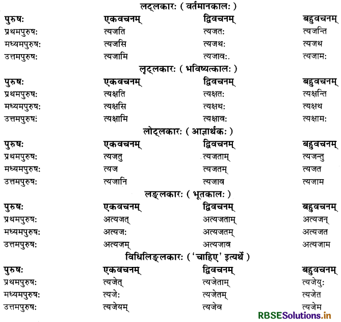 RBSE Class 10 Sanskrit व्याकरणम् धातुरूपाणि 22