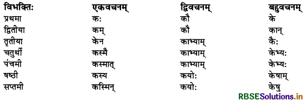 RBSE Class 10 Sanskrit व्याकरणम् शब्दरूपाणि 24