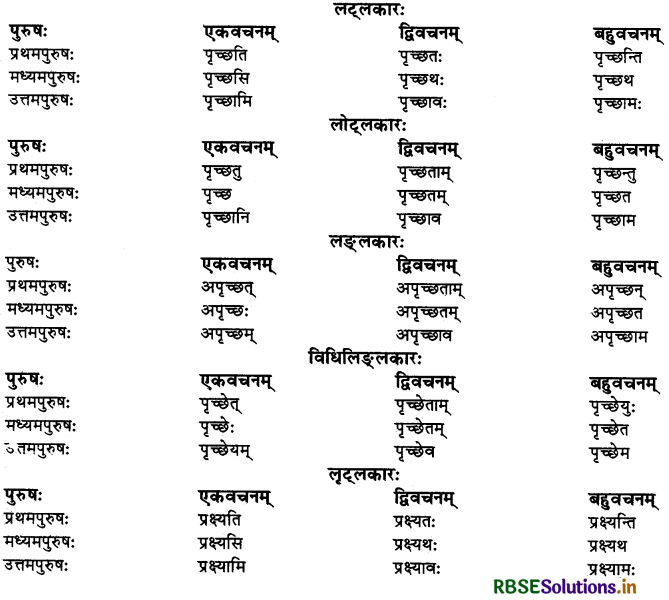 RBSE Class 10 Sanskrit व्याकरणम् धातुरूपाणि 5