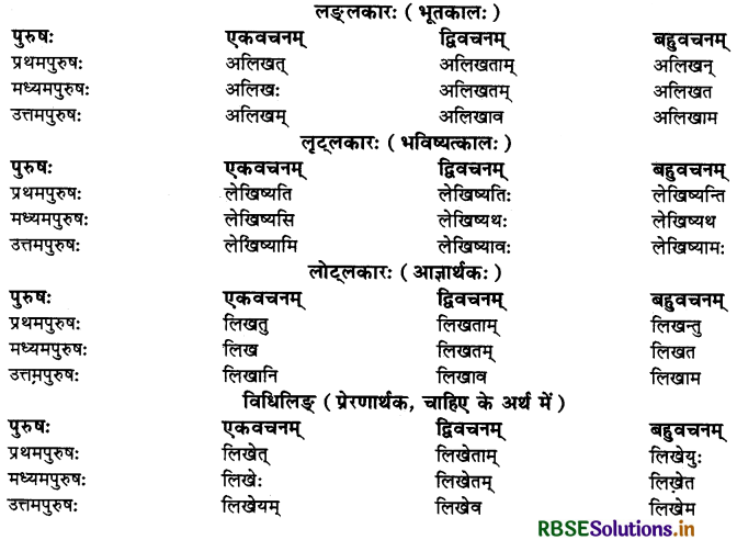 RBSE Class 10 Sanskrit व्याकरणम् धातुरूपाणि 7