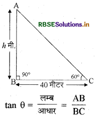 RBSE Class 10 Maths Important Questions Chapter 9 त्रिकोणमिति का अनुप्रयोग 6