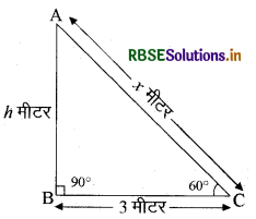 RBSE Class 10 Maths Important Questions Chapter 9 त्रिकोणमिति का अनुप्रयोग 8