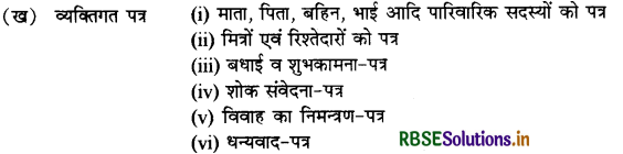 RBSE Class 9 Hindi Rachana पत्र-लेखन 6