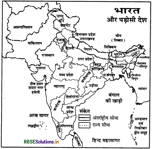 RBSE Class 9 Social Science Important Questions Geography Chapter 1 भारत-आकार वे स्थिति 2