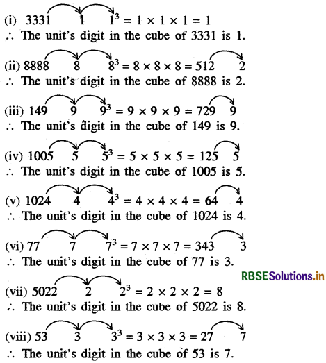RBSE Solutions for Class 8 Maths Chapter 7 Cube and Cube Roots Intext Questions 1