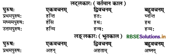 RBSE Class 9 Sanskrit व्याकरणम् धातुरूपाणि 10