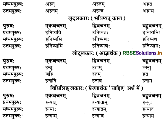 RBSE Class 9 Sanskrit व्याकरणम् धातुरूपाणि 11