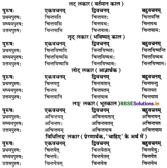 RBSE Class 9 Sanskrit व्याकरणम् धातुरूपाणि 24