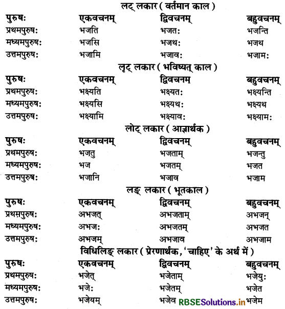 RBSE Class 9 Sanskrit व्याकरणम् धातुरूपाणि 40