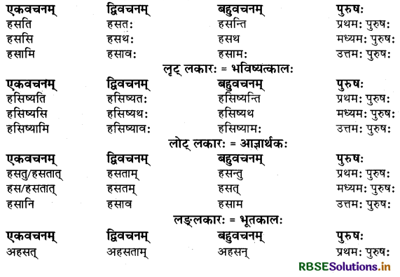 RBSE Class 9 Sanskrit व्याकरणम् धातुरूपाणि 4
