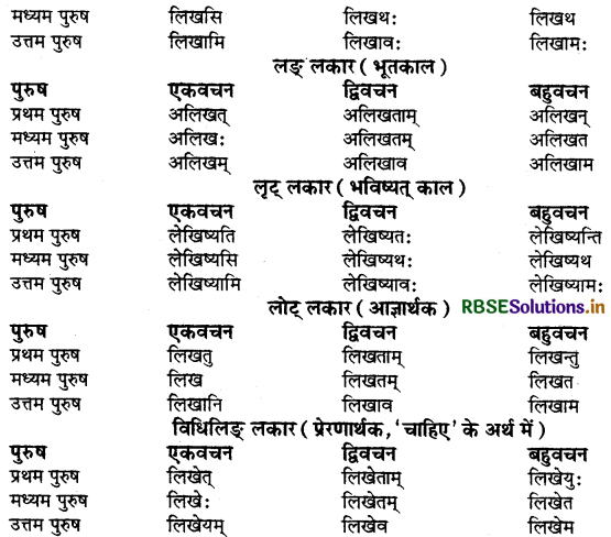 RBSE Class 9 Sanskrit व्याकरणम् धातुरूपाणि 52