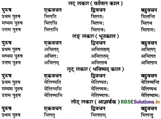 RBSE Class 9 Sanskrit व्याकरणम् धातुरूपाणि 63