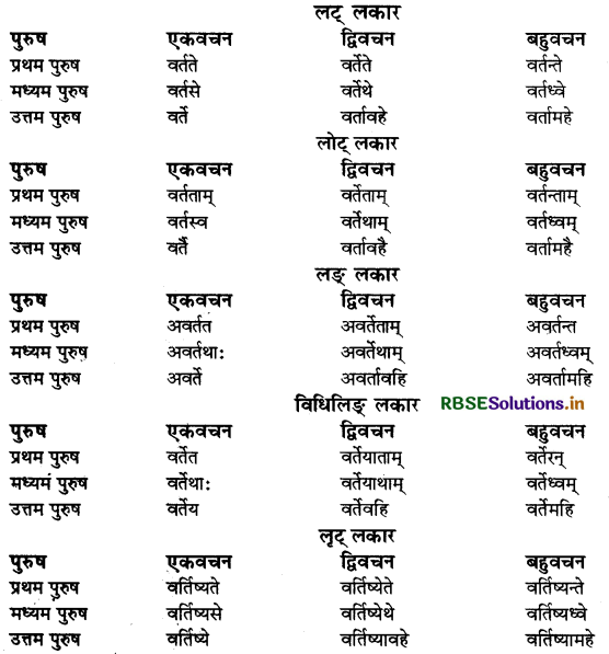 RBSE Class 9 Sanskrit व्याकरणम् धातुरूपाणि 68