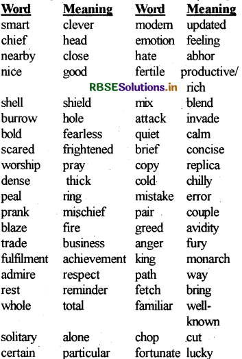 RBSE Class 8 English Vocabulary Word Meaning 1