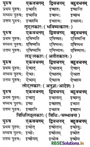 RBSE Class 8 Sanskrit व्याकरण धातु-रूपाणि 8