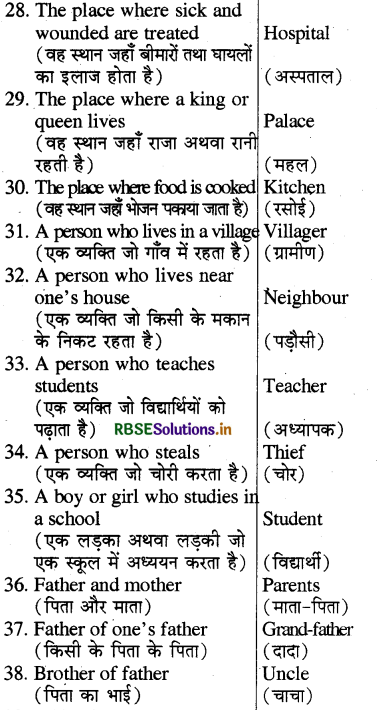 RBSE Class 6 English Vocabulary One-word Substitution 13
