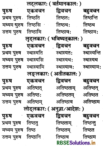 RBSE Class 6 Sanskrit व्याकरण धातु - रूपाणि 3