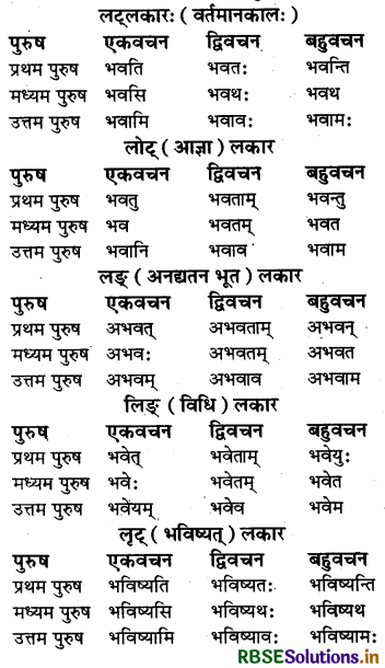 RBSE Class 6 Sanskrit व्याकरण धातु - रूपाणि 4