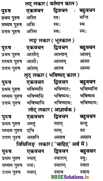 RBSE Class 6 Sanskrit व्याकरण धातु - रूपाणि 7