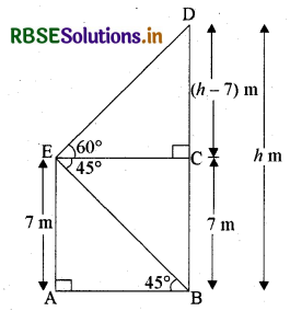 RBSE Solutions for Class 10 Maths Chapter 9 त्रिकोणमिति के कुछ अनुप्रयोग Ex 9.1 Q12