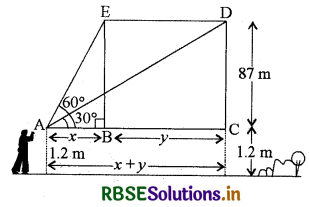 RBSE Solutions for Class 10 Maths Chapter 9 त्रिकोणमिति के कुछ अनुप्रयोग Ex 9.1 Q14.1