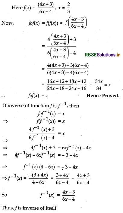 RBSE Solutions for Class 12 Maths Chapter 1 Relations and Functions Ex 1.3 1