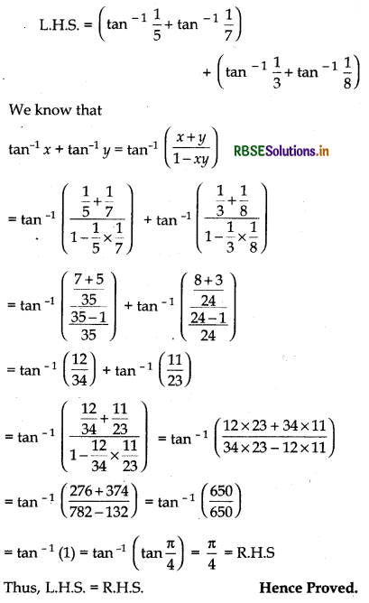 RBSE Solutions for Class 12 Maths Chapter 2 Inverse Trigonometric Functions Miscellaneous Exercise 9