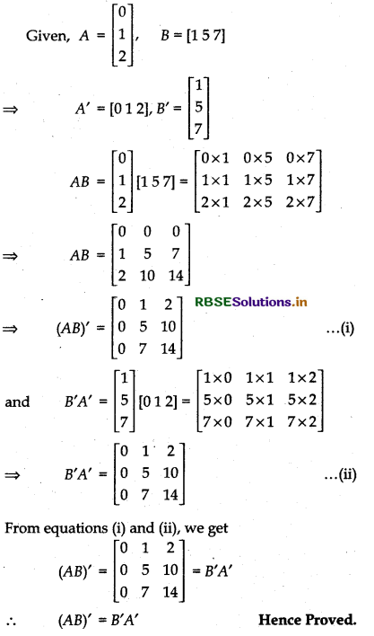 RBSE Solutions for Class 12 Maths Chapter 3 Matrices Ex 3.3 7