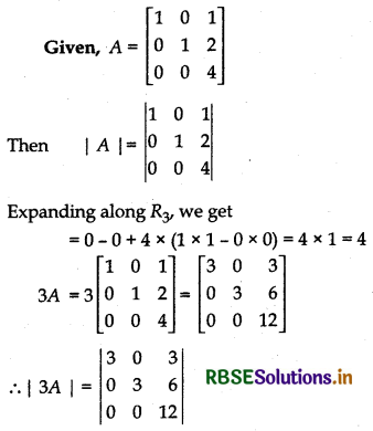 RBSE Solutions for Class 12 Maths Chapter 4 Determinants Ex 4.1 2