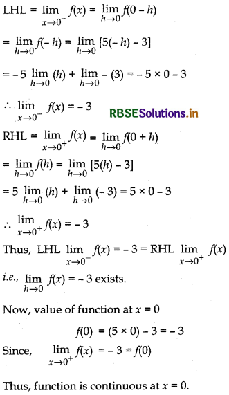 RBSE Solutions for Class 12 Maths Chapter 5 Continuity and Differentiability Ex 5.1 1