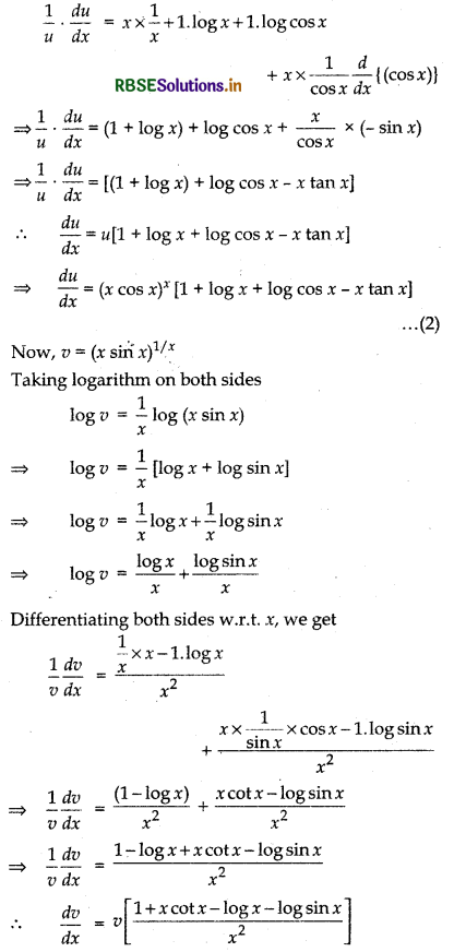 RBSE Solutions for Class 12 Maths Chapter 5 Continuity and Differentiability Ex 5.5 12