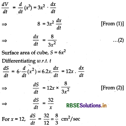 RBSE Solutions for Class 12 Maths Chapter 6 Application of Derivatives Ex 6.1 1
