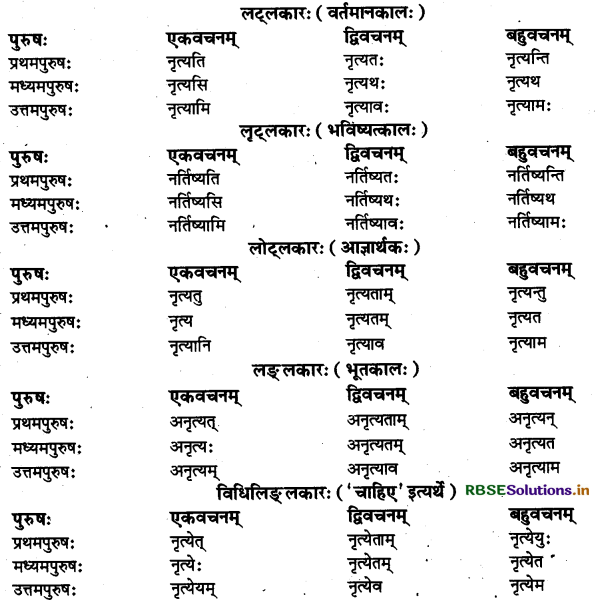 RBSE Class 11 Sanskrit व्याकरणम् धातु-रूप 10