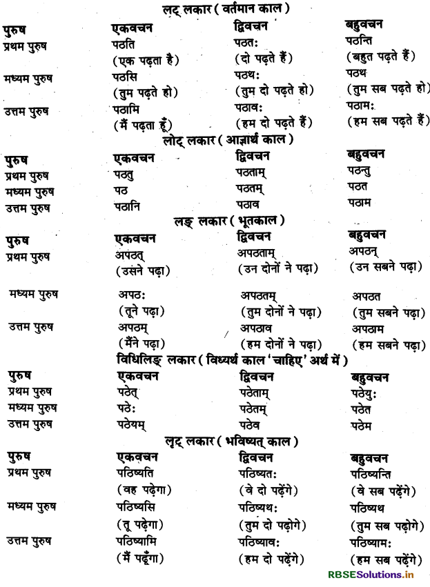 RBSE Class 11 Sanskrit व्याकरणम् धातु-रूप 2