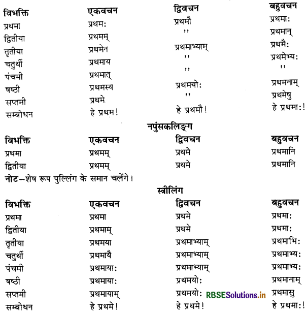 RBSE Class 11 Sanskrit व्याकरणम् शब्द-रूप 3
