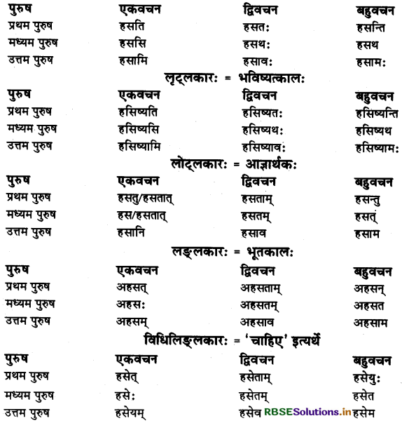 RBSE Class 11 Sanskrit व्याकरणम् धातु-रूप 3