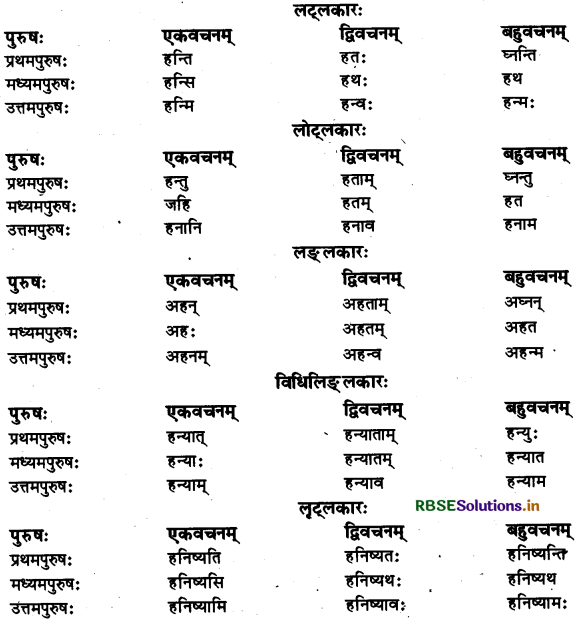 RBSE Class 11 Sanskrit व्याकरणम् धातु-रूप 7