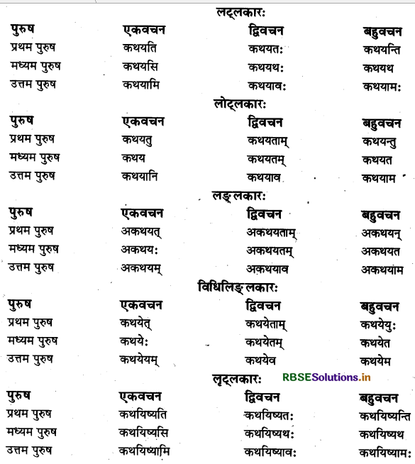 RBSE Class 11 Sanskrit व्याकरणम् धातु-रूप 9