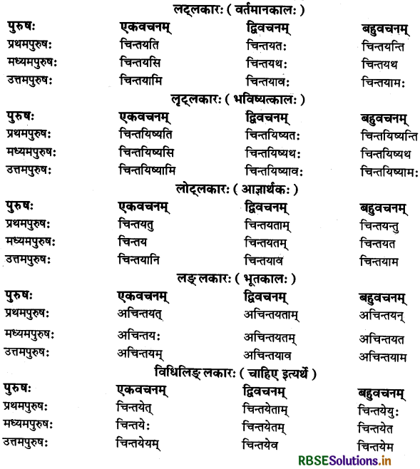 RBSE Class 11 Sanskrit व्याकरणम् धातु-रूप 20