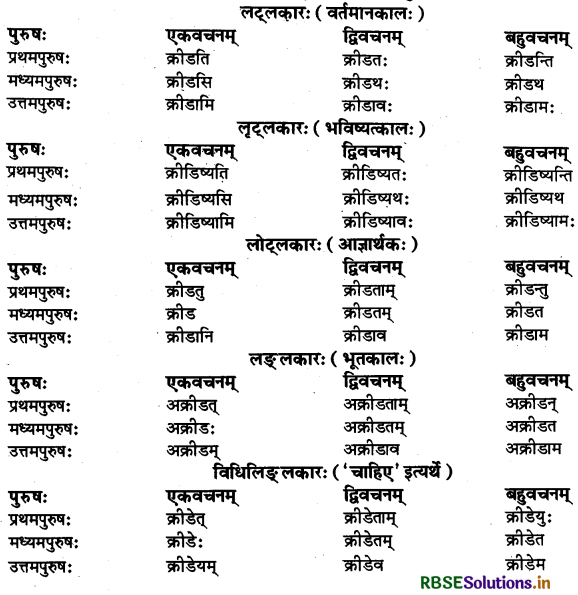 RBSE Class 11 Sanskrit व्याकरणम् धातु-रूप 33