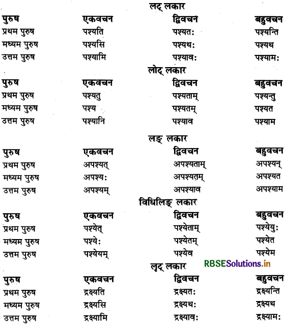 RBSE Class 11 Sanskrit व्याकरणम् धातु-रूप 36