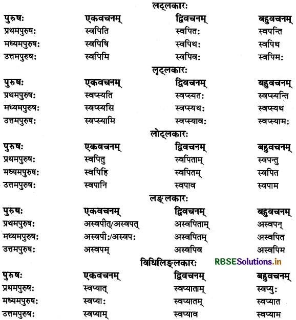 RBSE Class 11 Sanskrit व्याकरणम् धातु-रूप 38